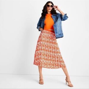 Women's Pleated A-Line Skirt-Future Collective w/ Kahlana Barfield Brown Size 12